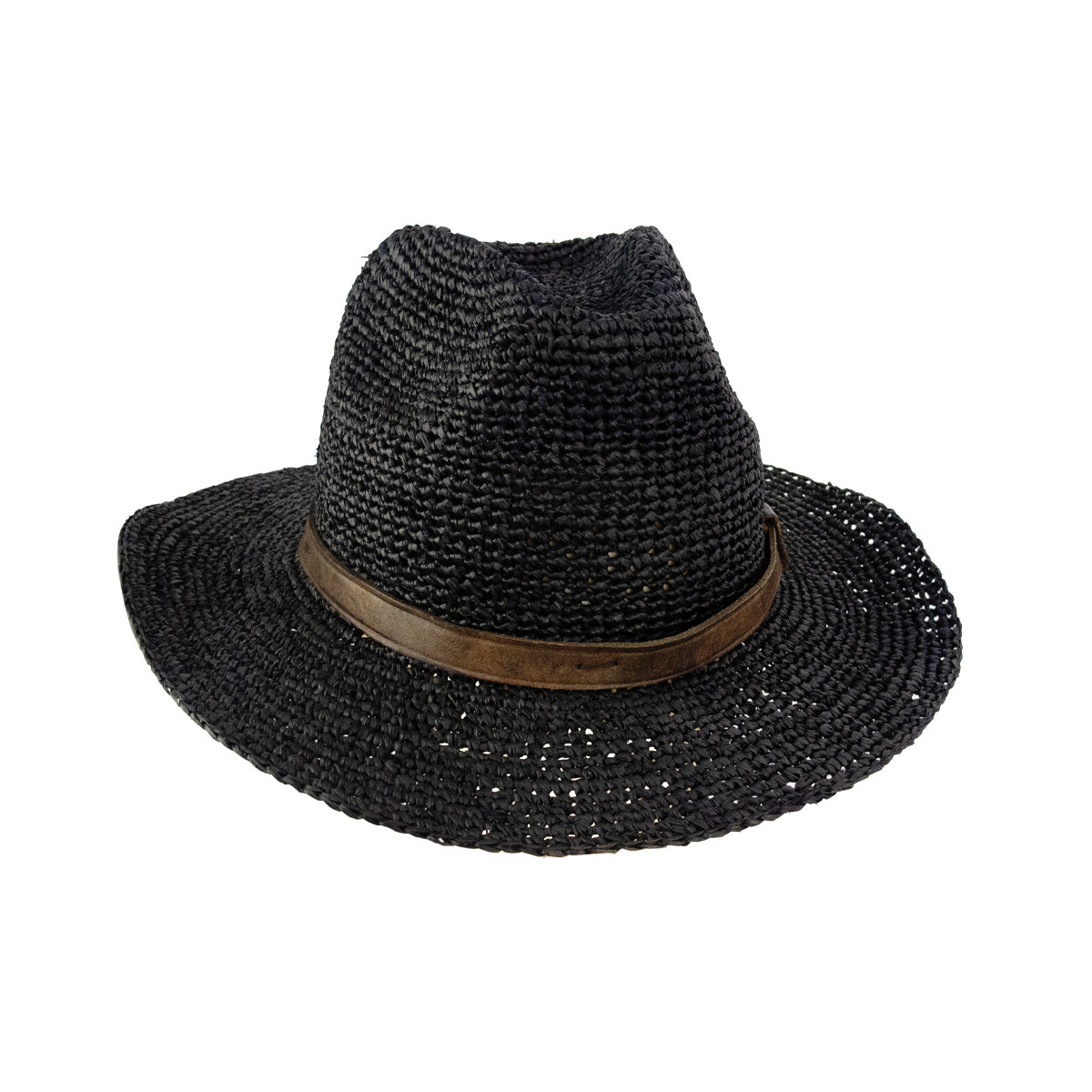 Chapeau homme en raphia noir