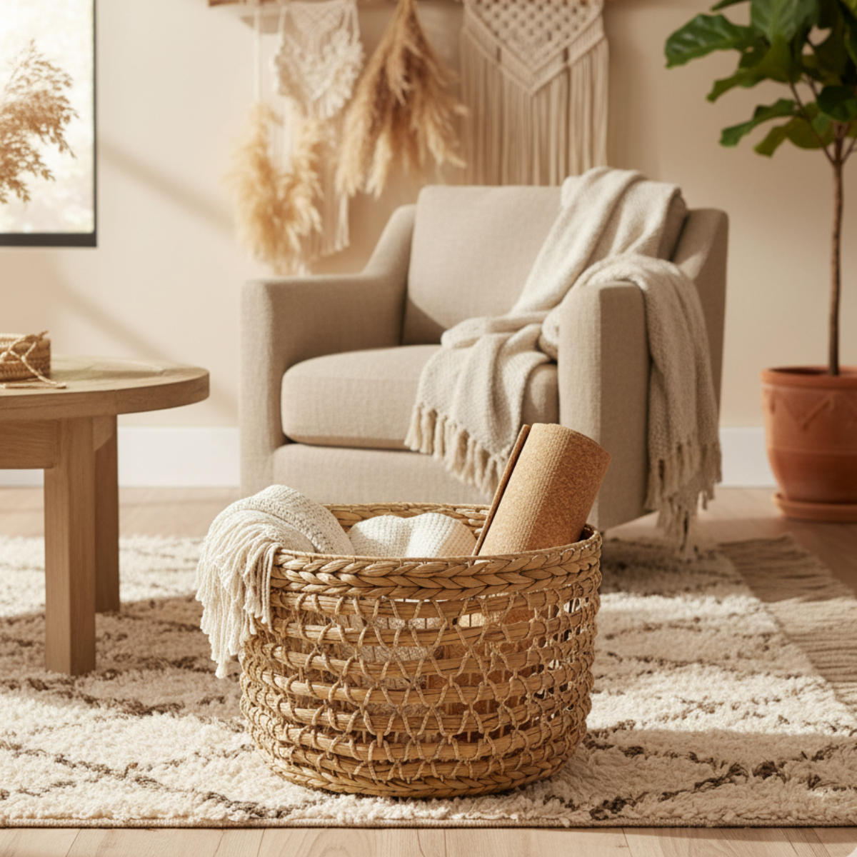 alt corbeille tressée pour décoration et rangement d'intérieur