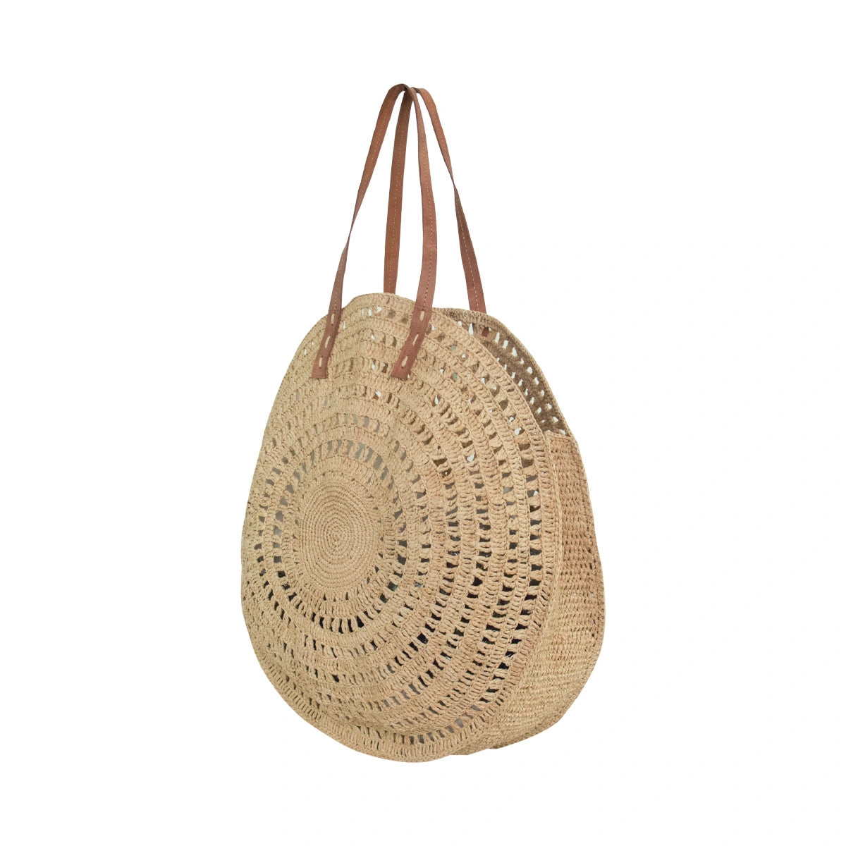 Handbag Sacs Ronds En Cuir Handmade Round Raffia Tote Bag