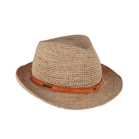 Chapeau Borso en raphia crocheté style Borsalino pour homme