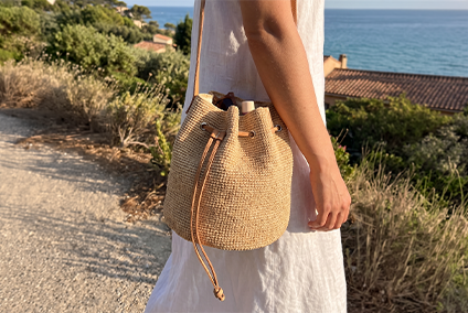 louisa sac sceau en raphia femme chic