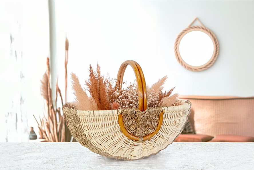 Panier de pique-nique en rotin imitation rétro, valise tissée Panier de pique-nique en rotin imitation rétro, valise tissée
