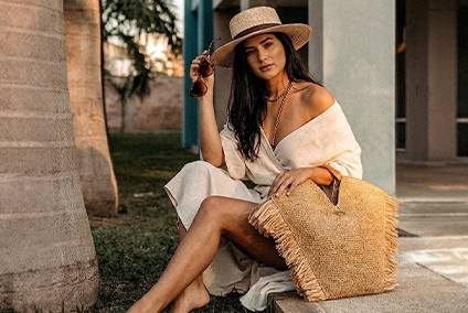 sac cabas raphia frange