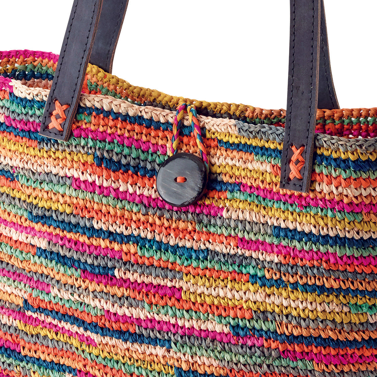 sac cabas raphia coloré