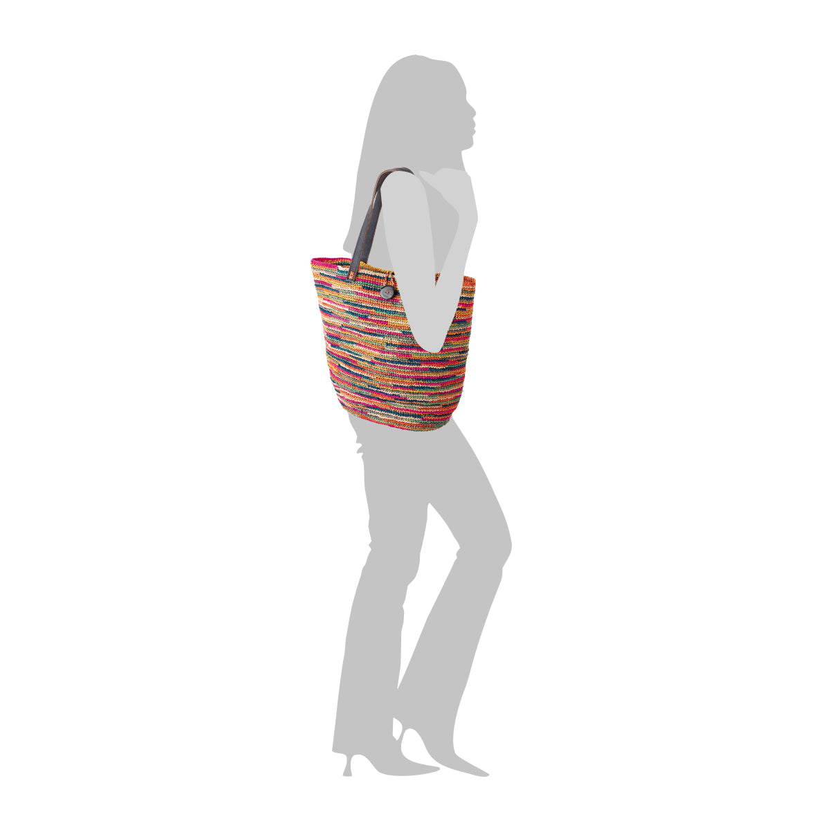 sac cabas raphia coloré