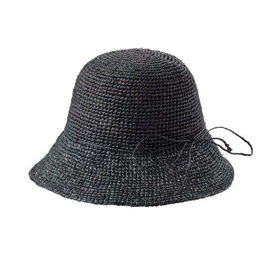 Chapeau en raphia femme noir brillant