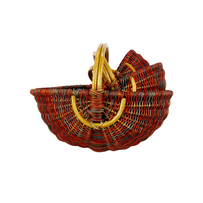 panier en rotin et corde coloré rouge 