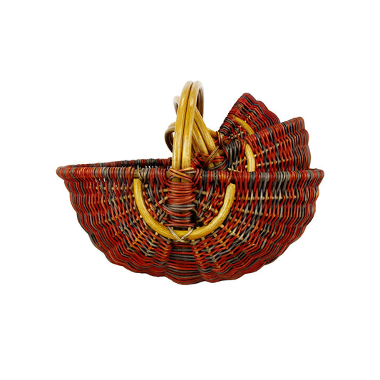 panier en rotin et corde coloré rouge 