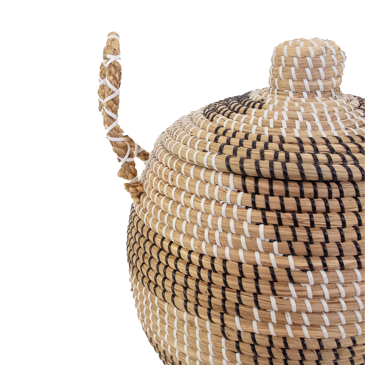 Panier / Corbeille en Jonc de Mer noir et blanc