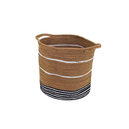 Cache pot , corbeille en corde blanc, noir et marron