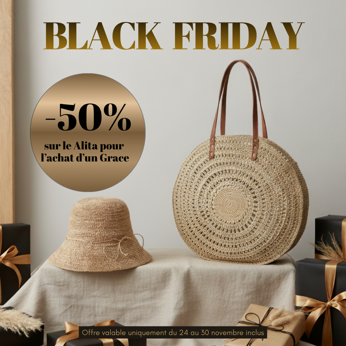 alt -50% sur le chapeau en raphia