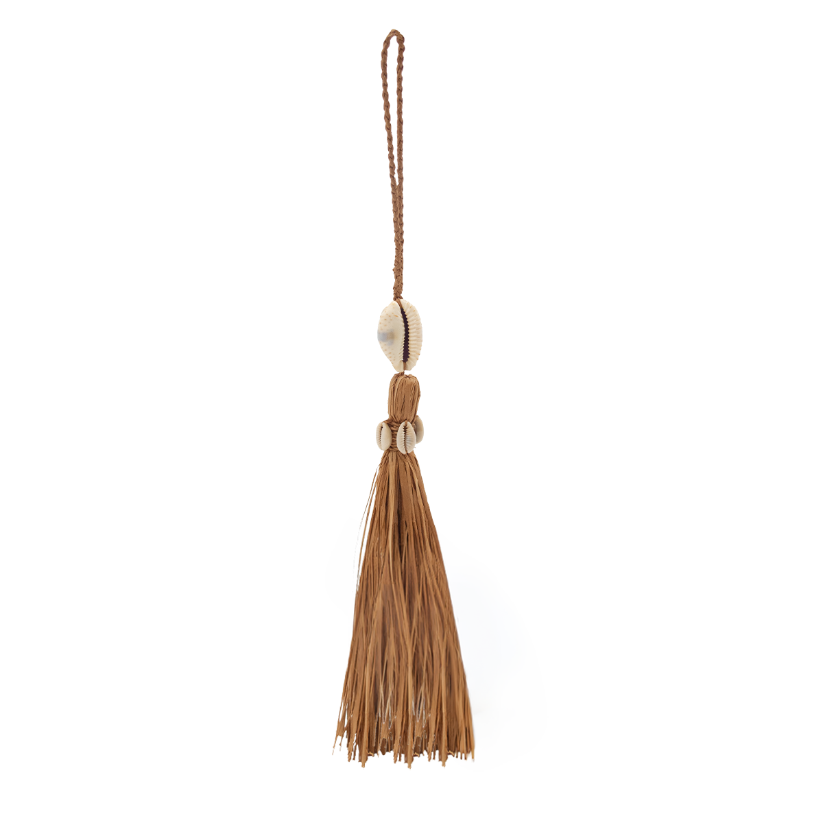 ALT bijou de sac pompon en raphia et coquillage