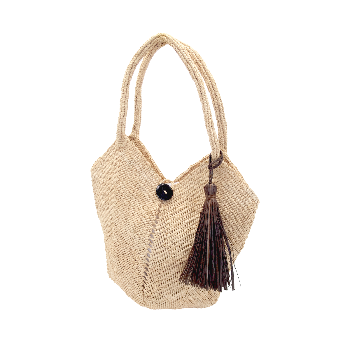 ALT bijou de sac maxi pompon marron en raphia
