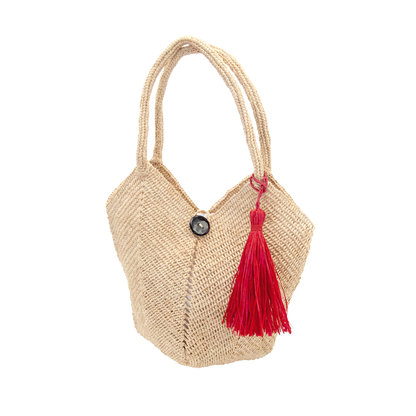 ALT bijou de sac maxi pompon rouge en raphia