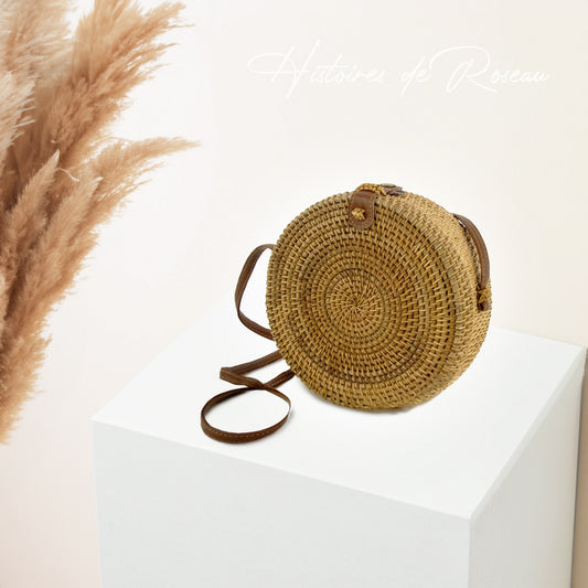 sac à main en rotin et cuir
