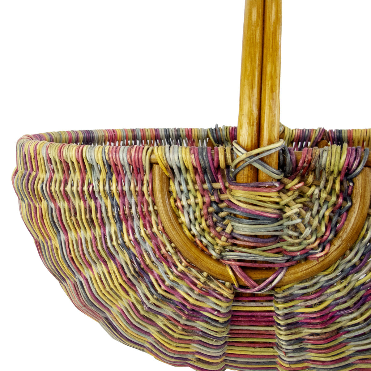 panier en rotin et corde coloré multicolore