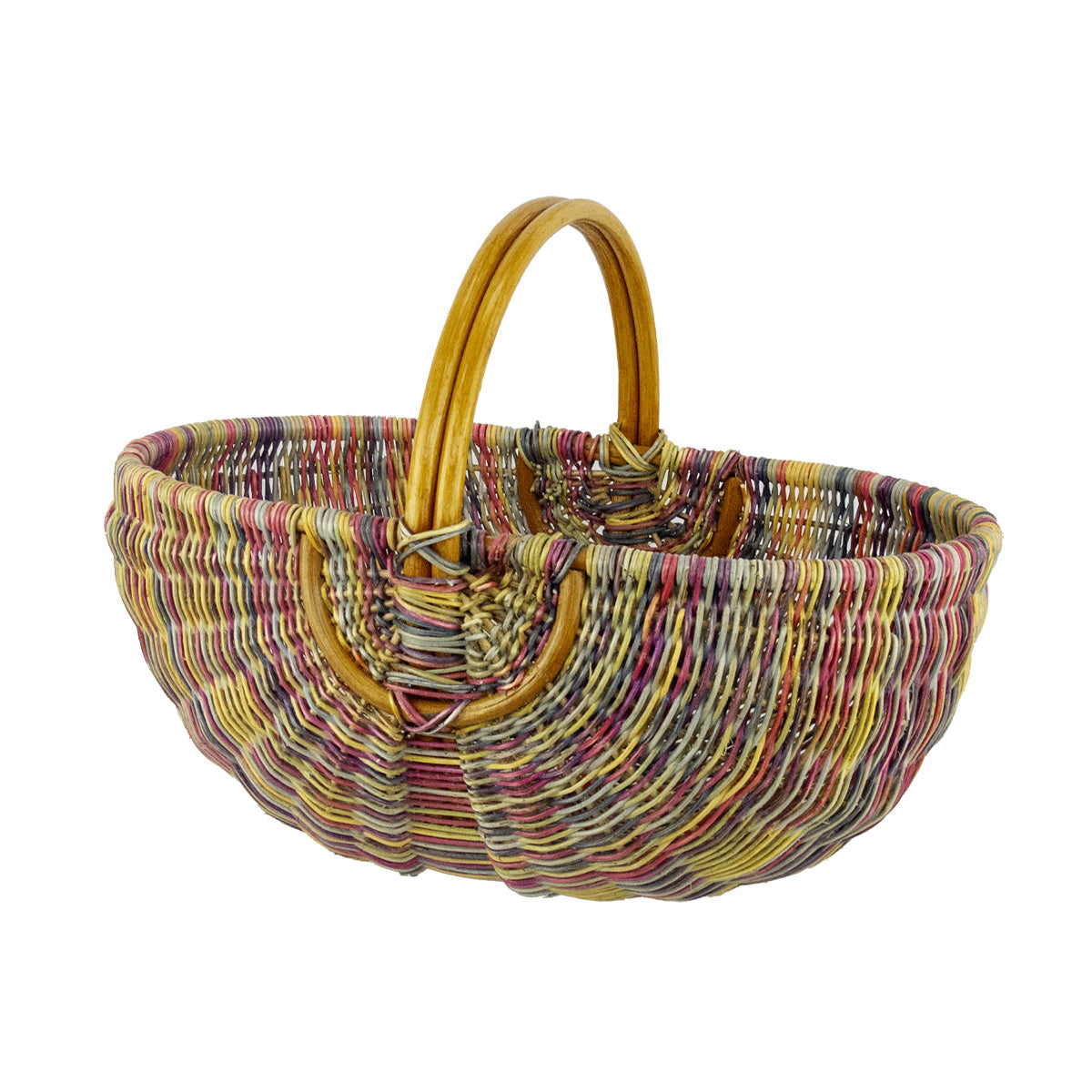 panier en rotin et corde coloré multicolore