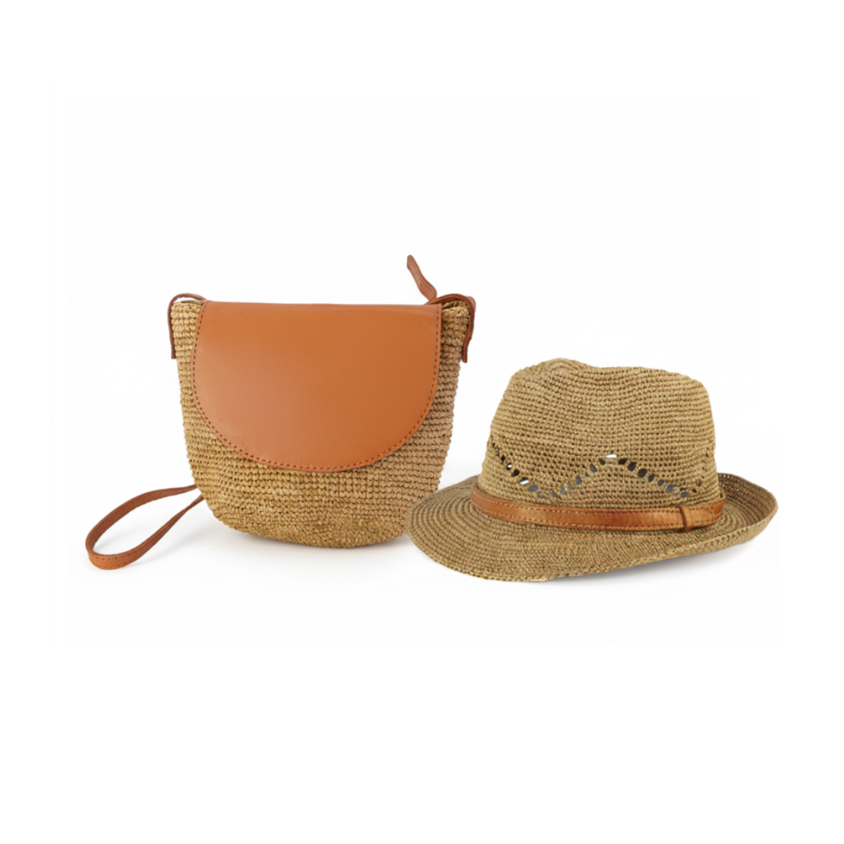 ALT borsalino et sac à main en raphia cadeau de noel