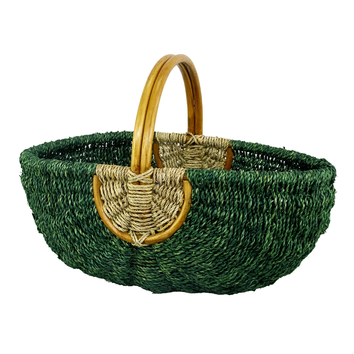panier en rotin et corde vert