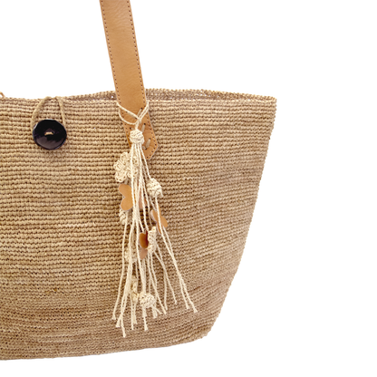 ALT accessoire de sac en raphia et cuir