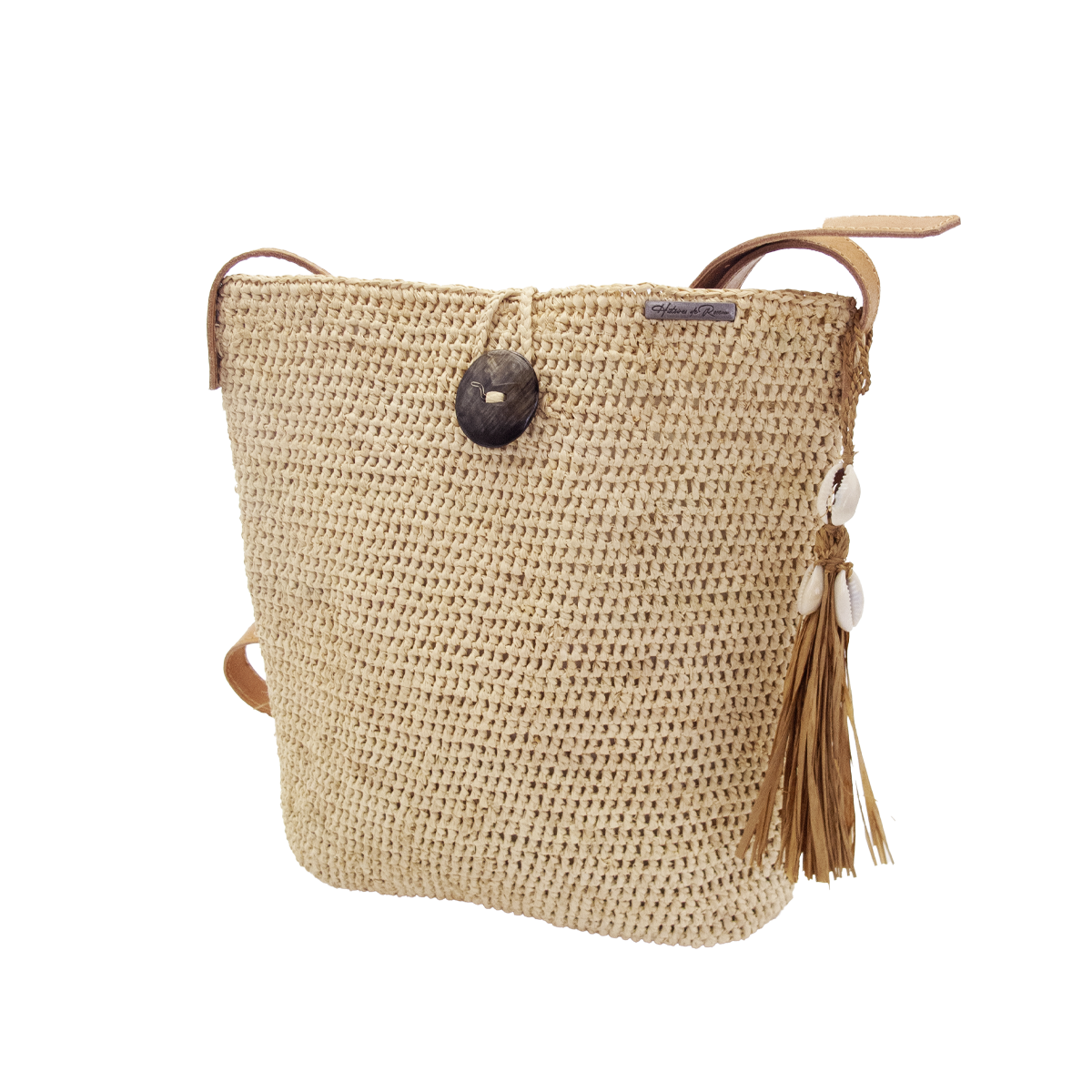 ALT charm pour pochette en raphia et coquillage