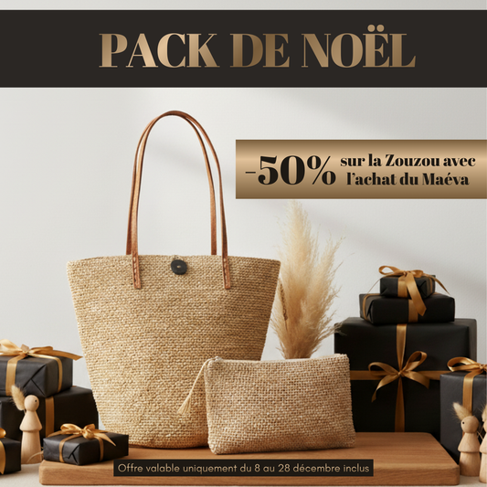 ALT cadeau de noël sac cabas et pochette en raphia