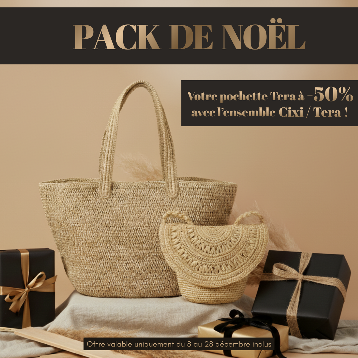 ALT pack de noël offre exceptionnelle -50% sur la pochette en raphia
