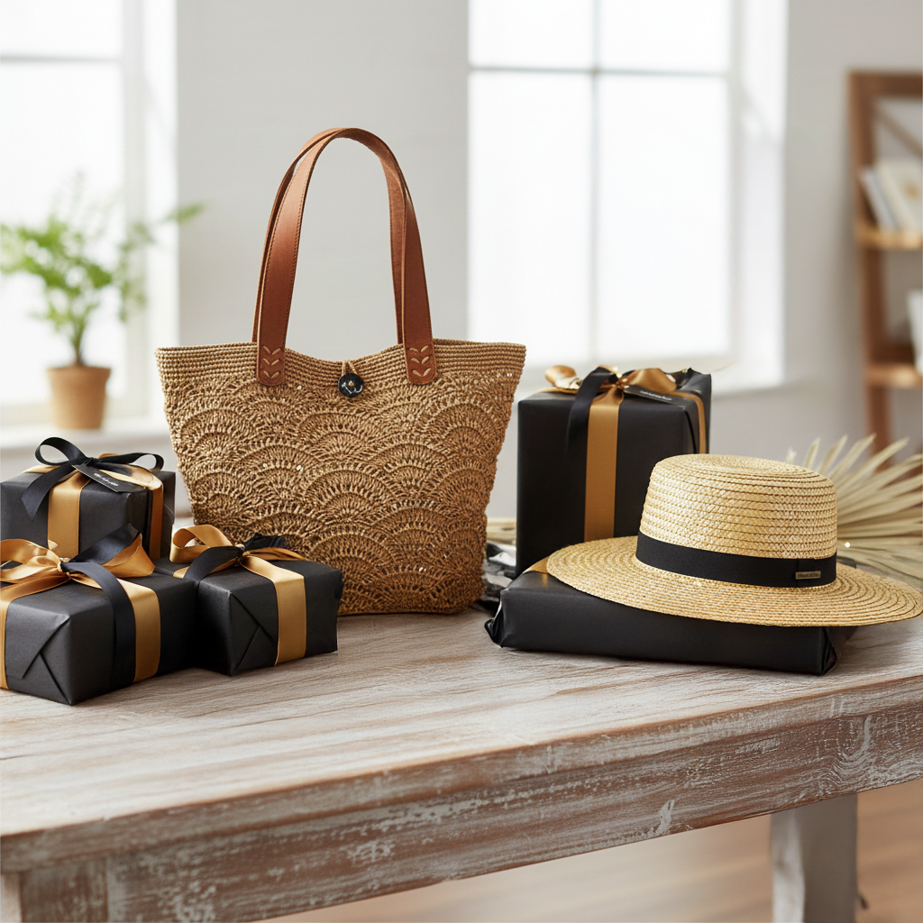 ALT chapeau en paille et sac en raphia pour cadeau de Noël