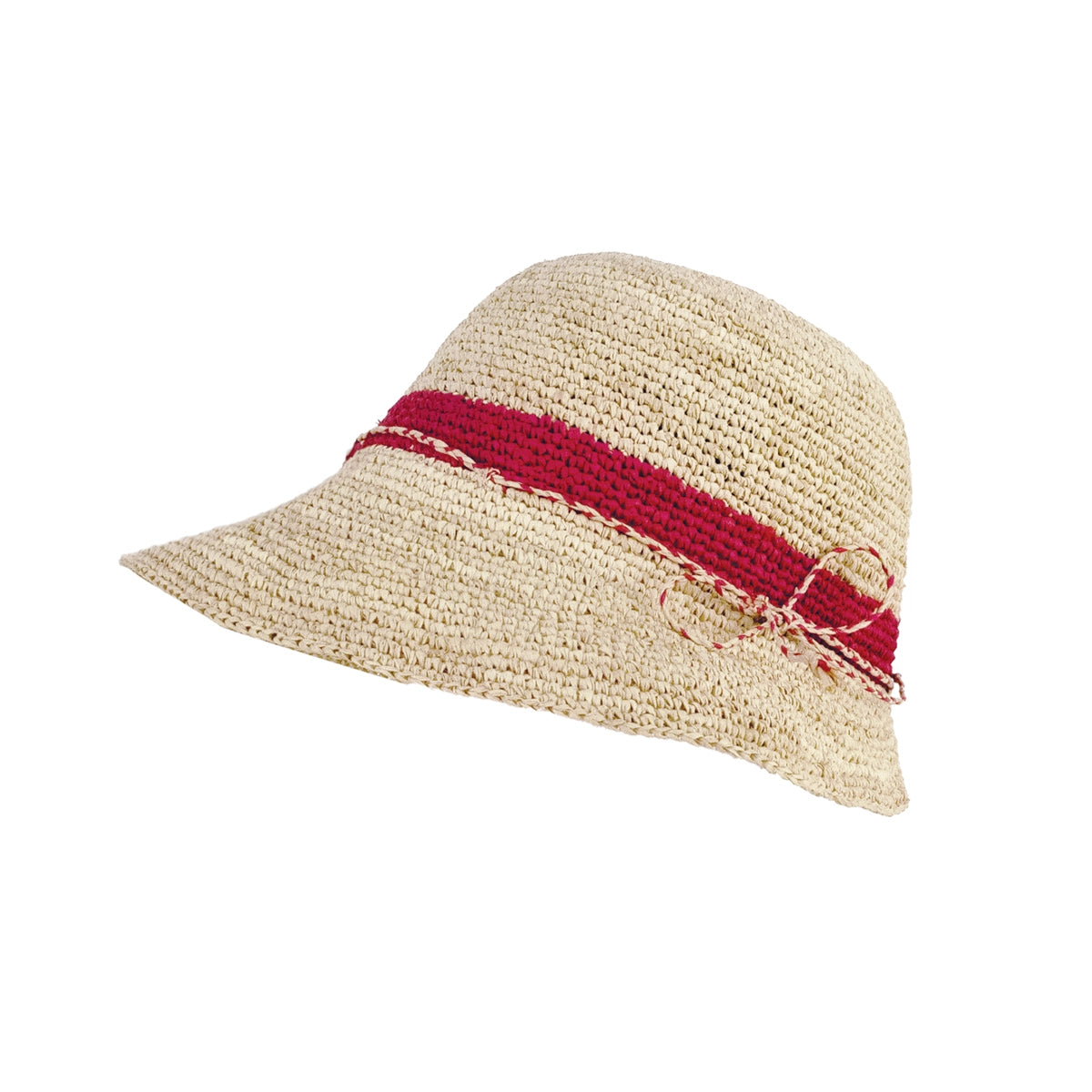 alt chapeau de paille raphia cloche femme rouge