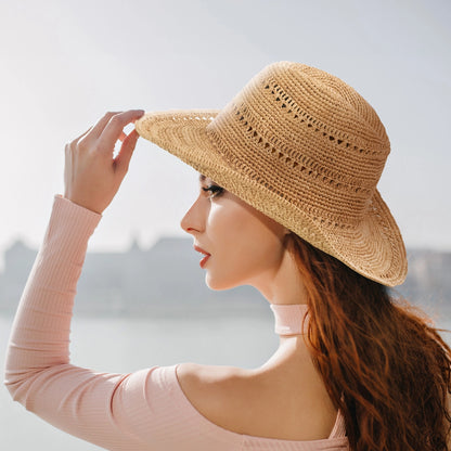 alt chapeau en raphia et paille pour femme style cowboy