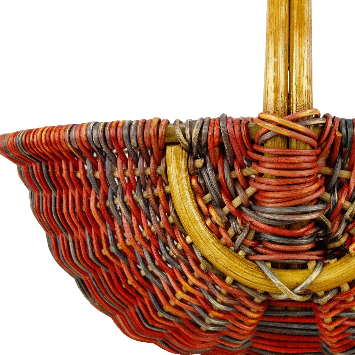 panier en rotin et corde coloré rouge 