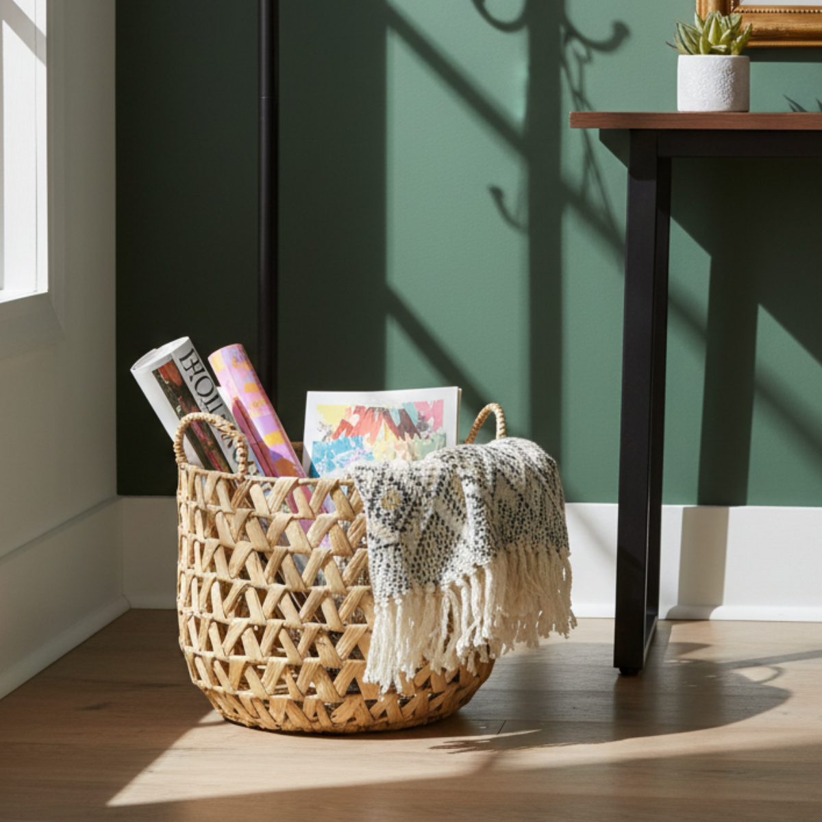 alt corbeille décorative bohème pour rangement intérieur