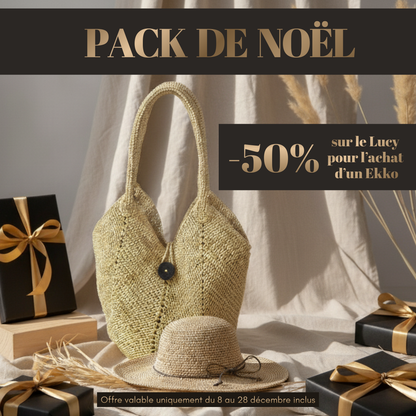 ALT cadeau de noel sac en raphia et chapeau en raphia