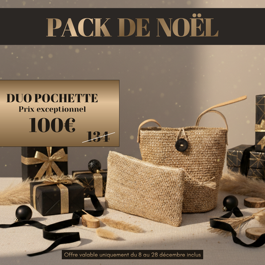 ALT offre exceptionnelle de NOËL pour deux pochettes en raphia