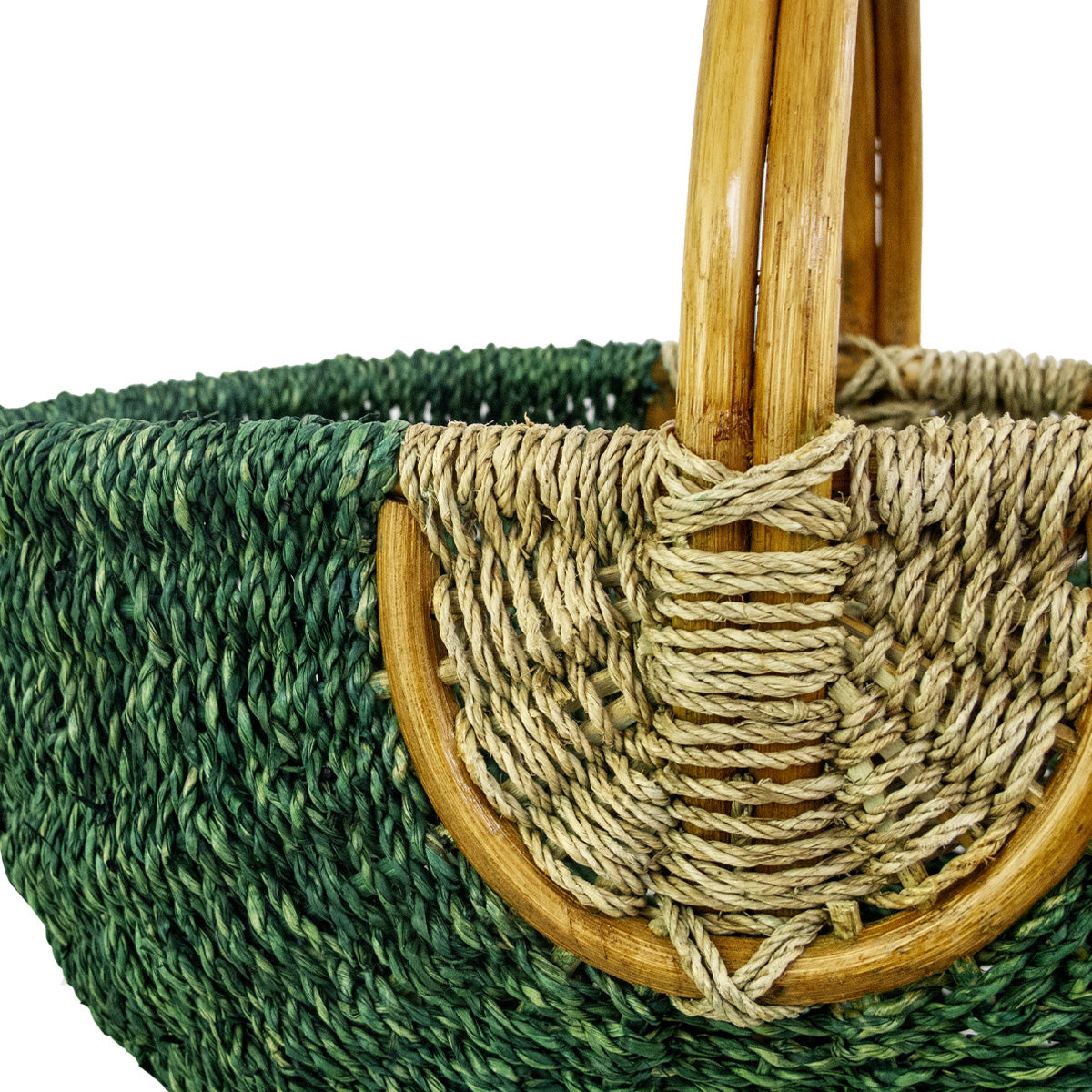 ALT panier en corde et rotin vert fait main