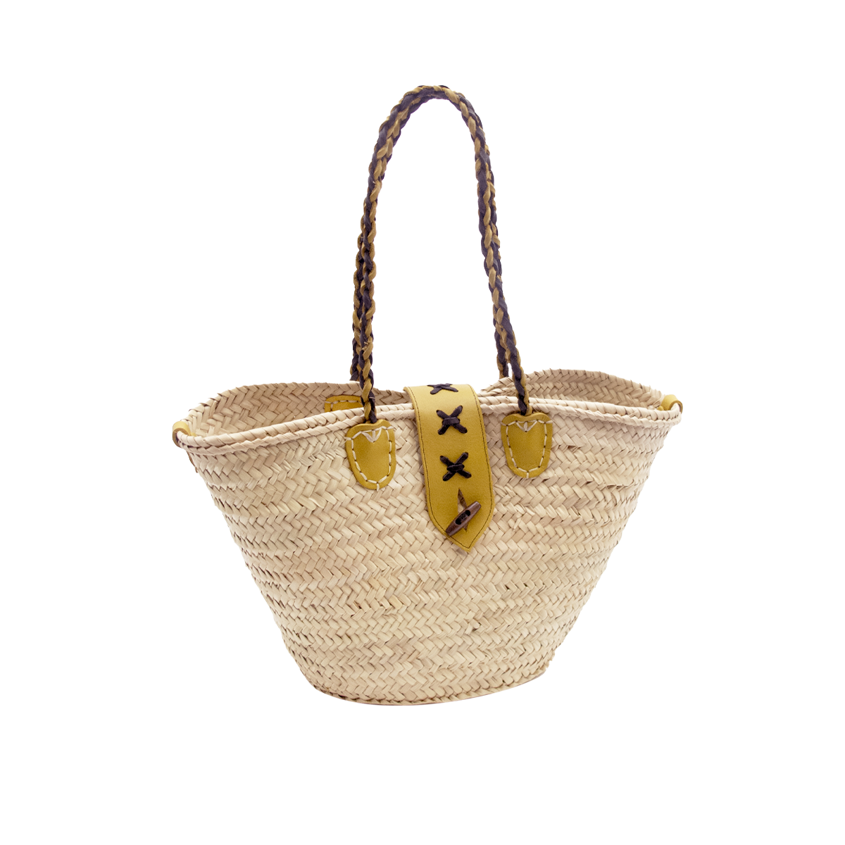 alt panier jaune de marché marocain