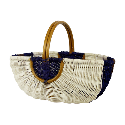 ALT panier en rotin bleu nuit artisanal
