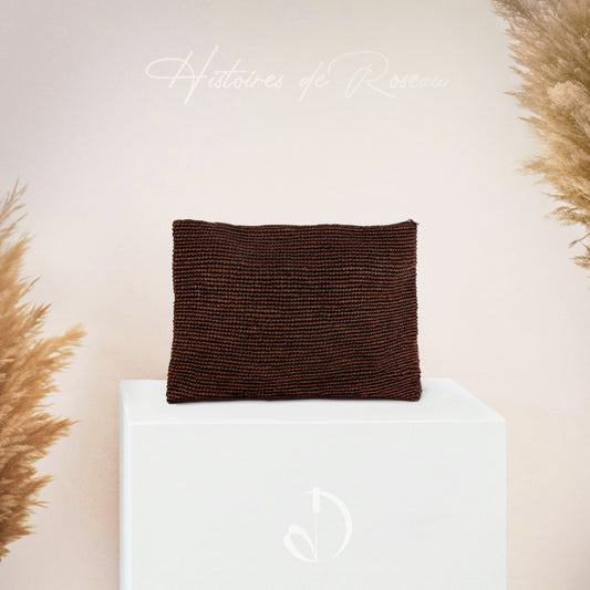 alt pochette en raphia marron