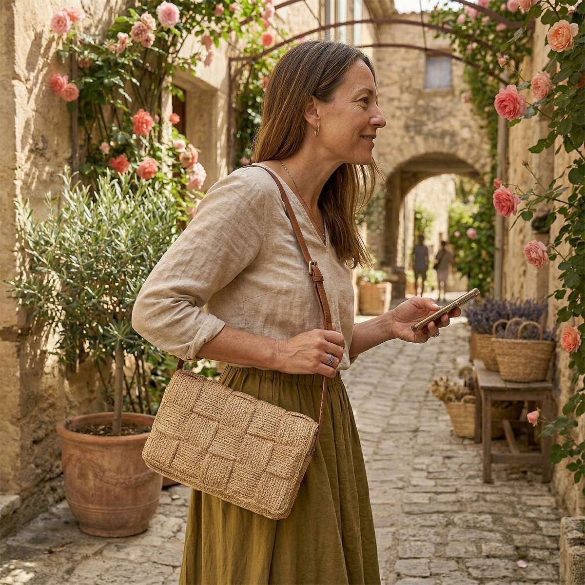 ALT pochette tendance femme en crochet raphia 