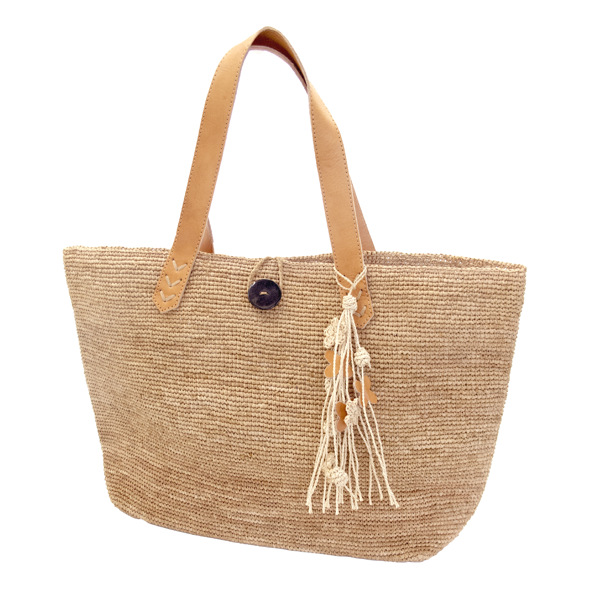 ALT pompon de sac en raphia et cuir