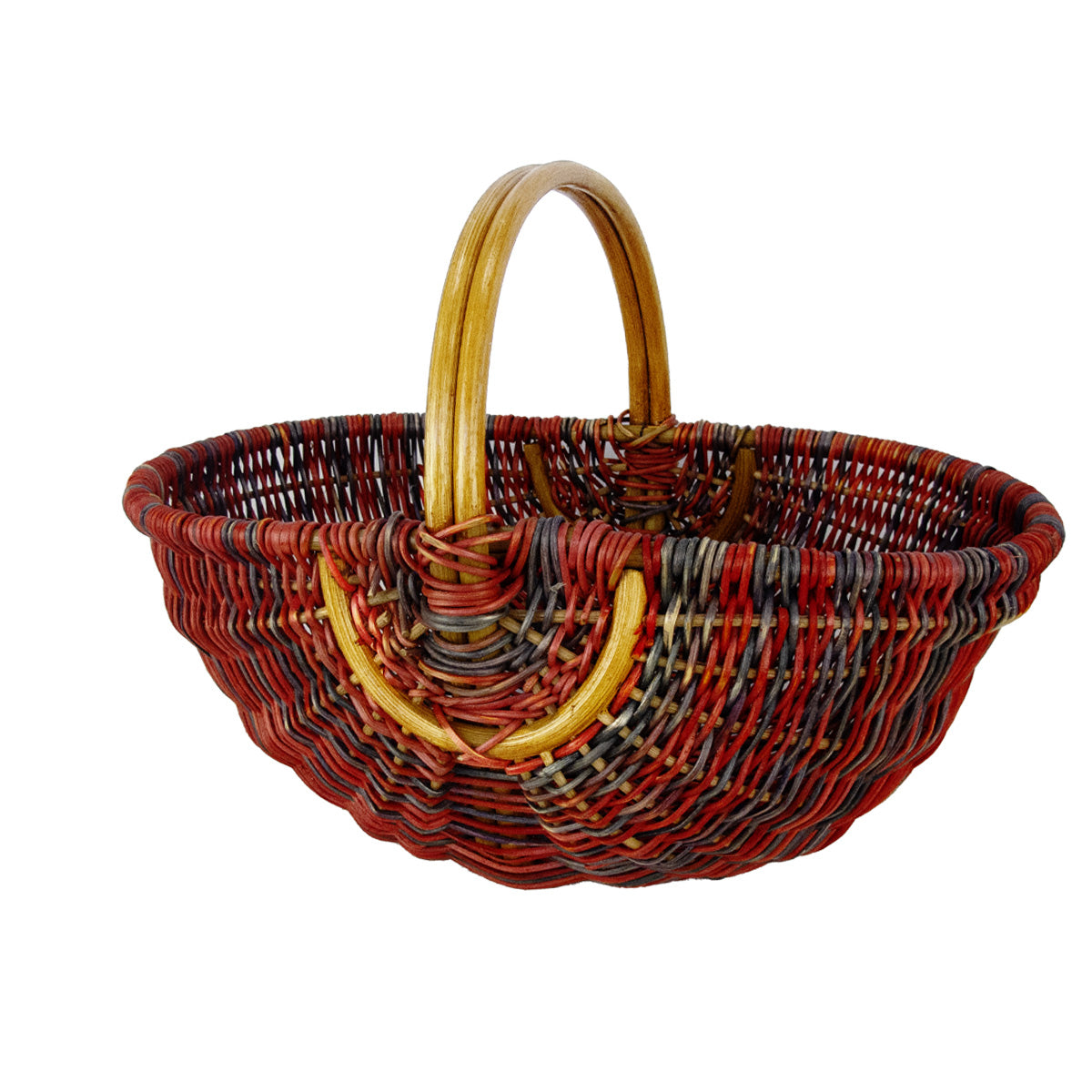 panier en rotin et corde coloré rouge 