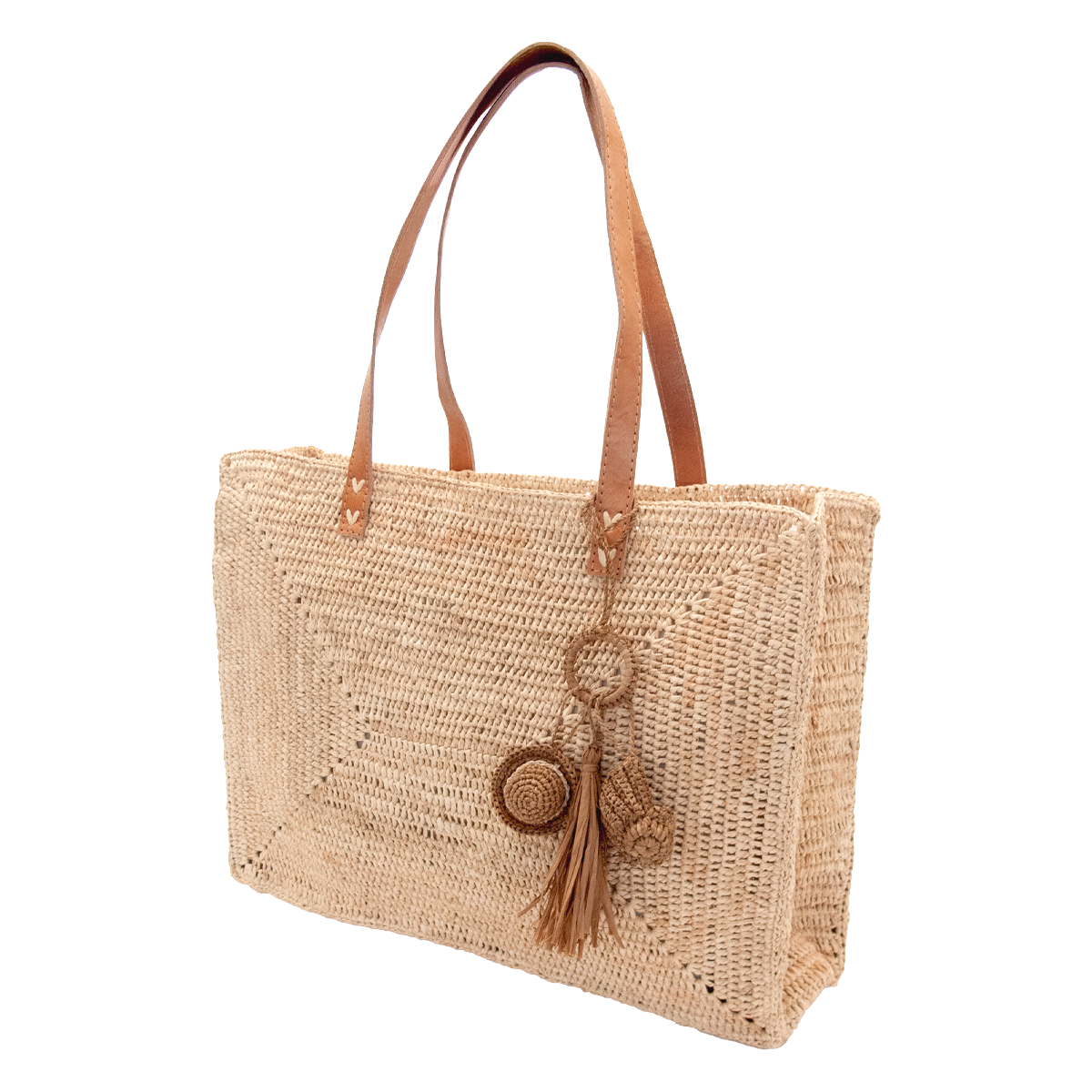 ALT sac avec charm chapeau et coquillage en raphia