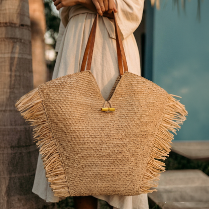 ALT sac de plage cabas à frange pour femme