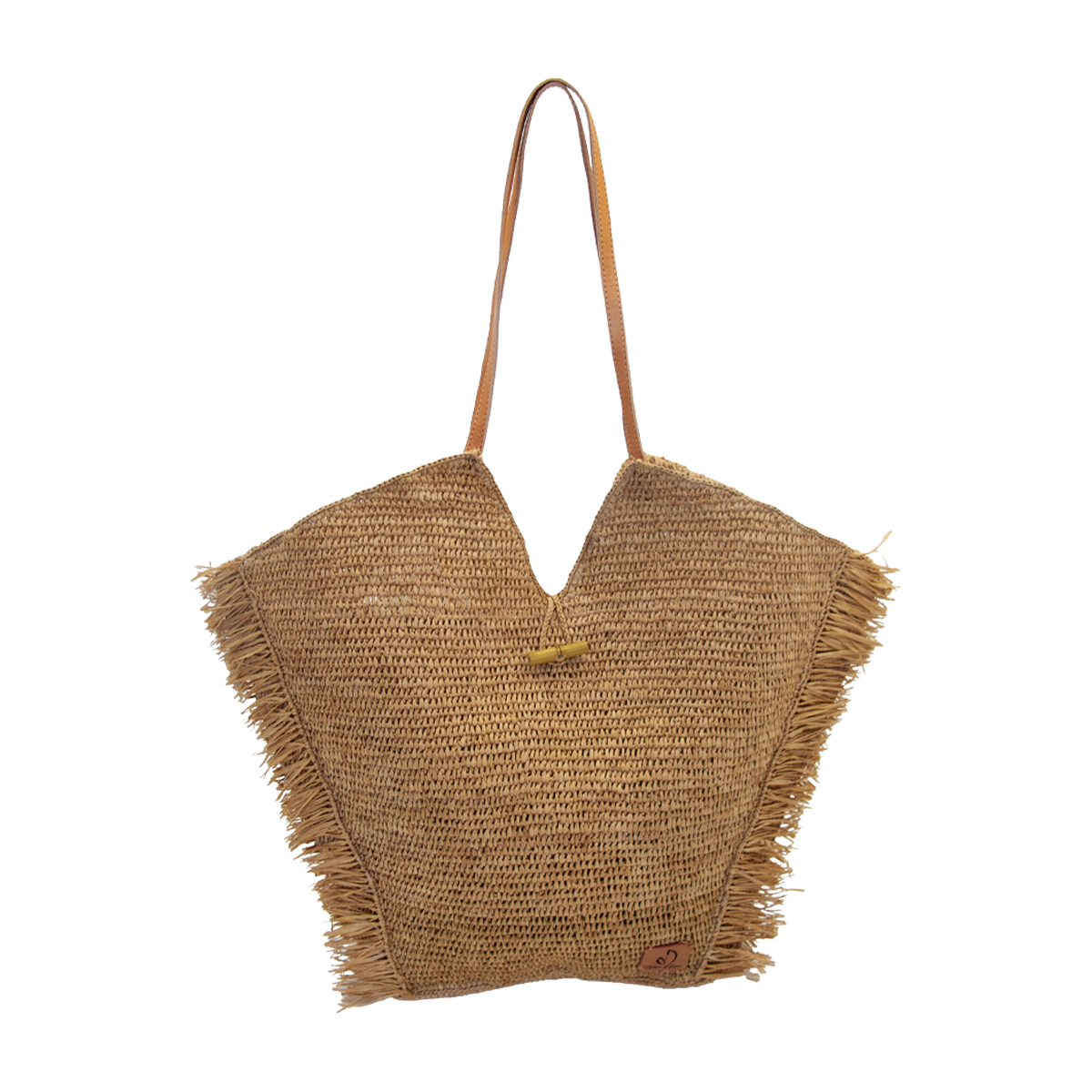 ALT sac cabas à frange en raphia marron