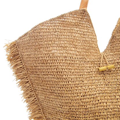 Alt sac raphia à frange fait main
