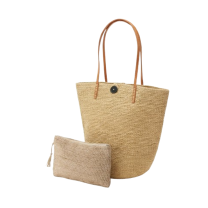alt ensemble sac raphia et pochette raphia naturel 
