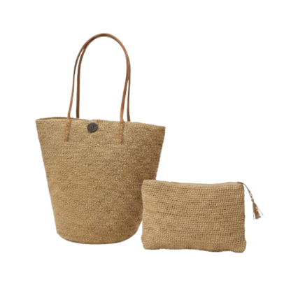 alt ensemble sac raphia et pochette raphia thé 