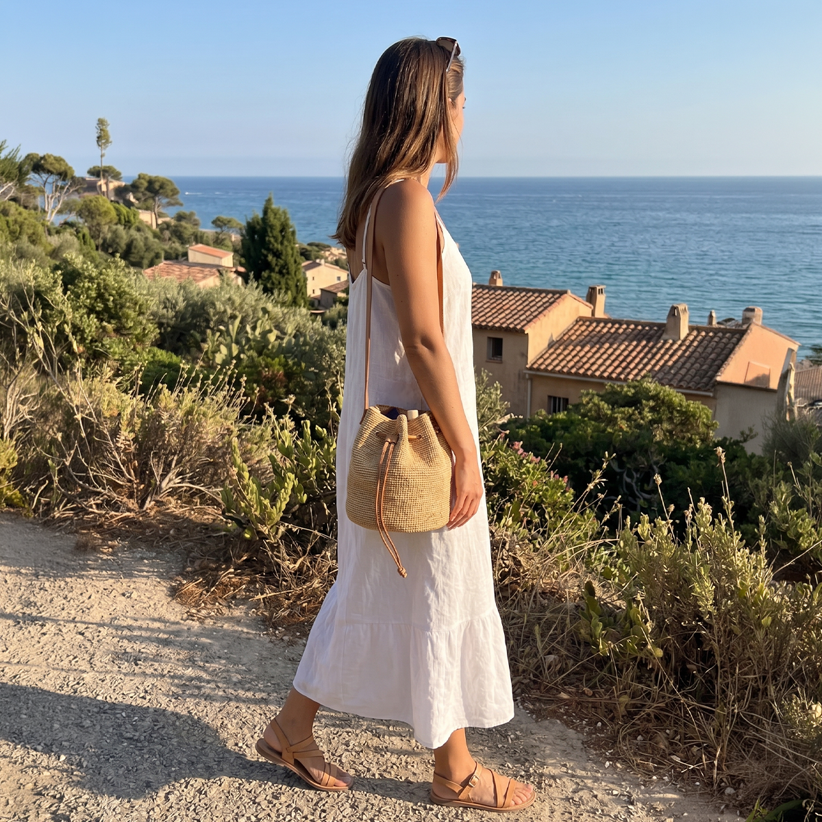 ALT sac sceau en raphia femme chic et cuir
